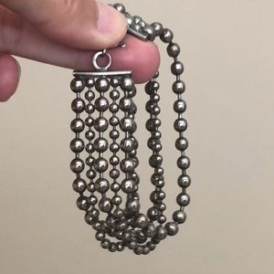 Vintage Silver Tone Beaded Mufti-Chain Bracelet